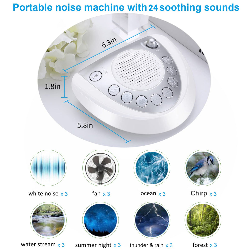 Raynic white noise machine USB ports for easy charging and setup