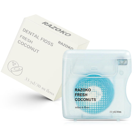 RAZOKO Coconut Oil Infused Woven Dental Floss packaging