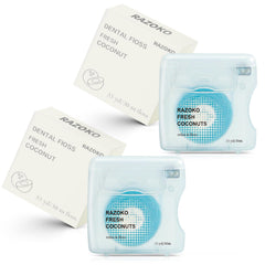 razoko coconut oil infused woven dental floss 2-unit pack front