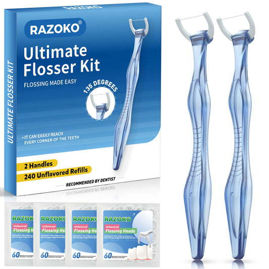 RAZOKO dental flosser kit with two handles