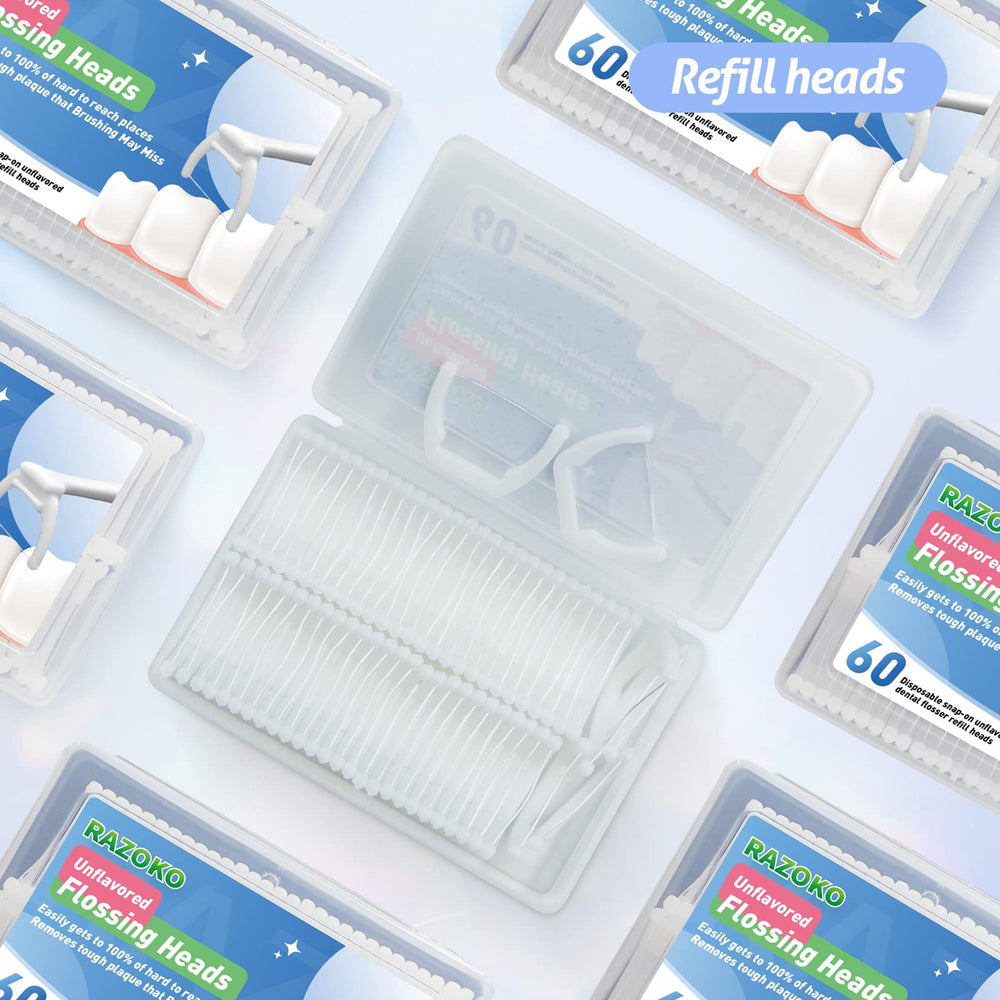 Close-up of flossing removing plaque between teeth