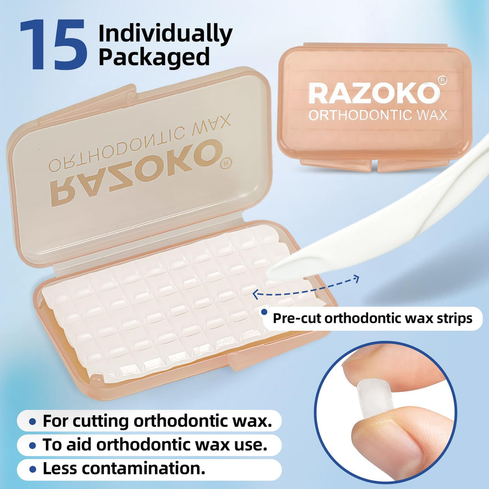 Close-up of pre-cut orthodontic wax strips for braces