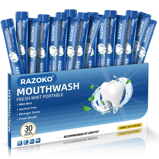 RAZOKO travel mouthwash packets – individual portable sachets
