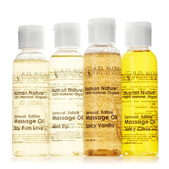 Bay Rum Love flavor 2 oz edible massage oil bottle