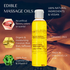 Mint Zip flavor 2 oz edible massage oil bottle
