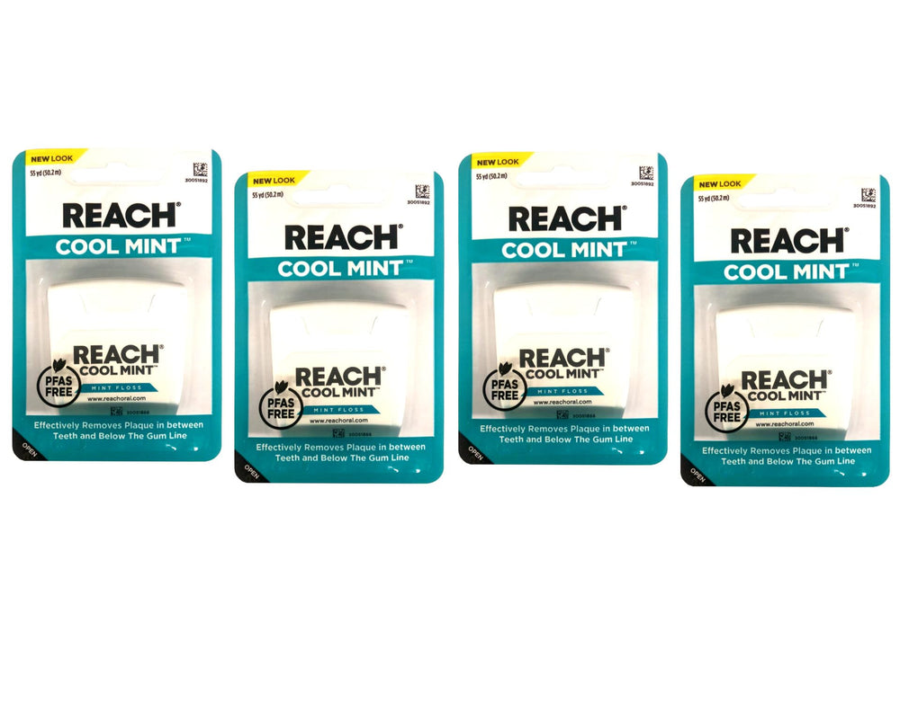 Front packaging of Reach Cool Mint Dental Floss – 4 packs