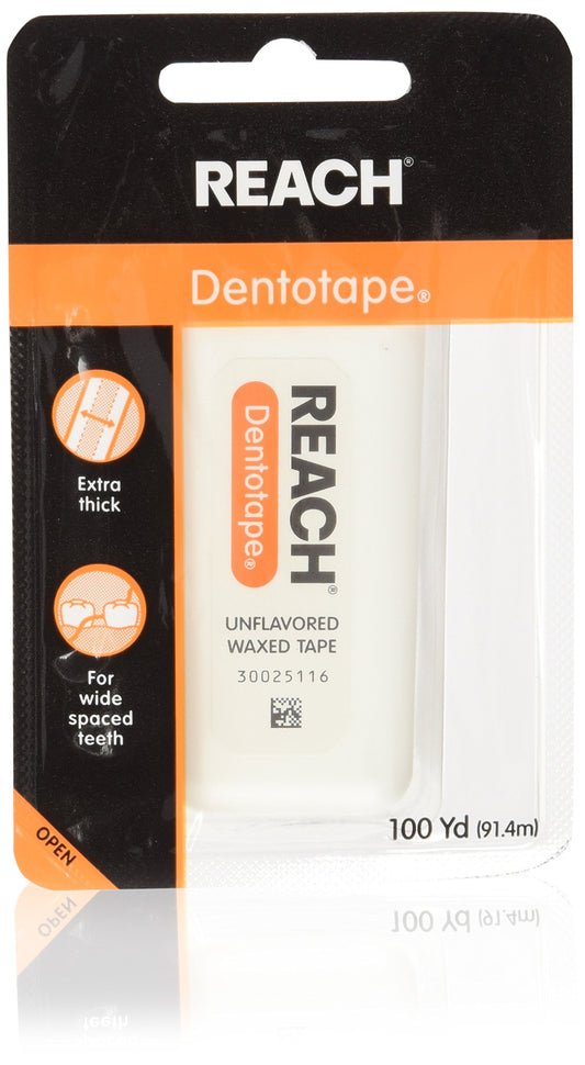 Reach Dentotape waxed floss with extra-wide cleaning surface for wide-spaced teeth - pack of 4