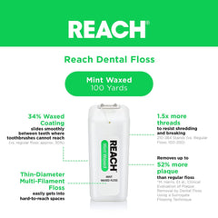 Mint-flavored waxed floss shown with extra-wide cleaning surface
