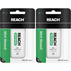 Front view of REACH Mint Waxed Floss Pack of 2 dispenser