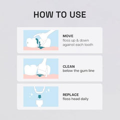 Unflavored floss heads shown with dental usage