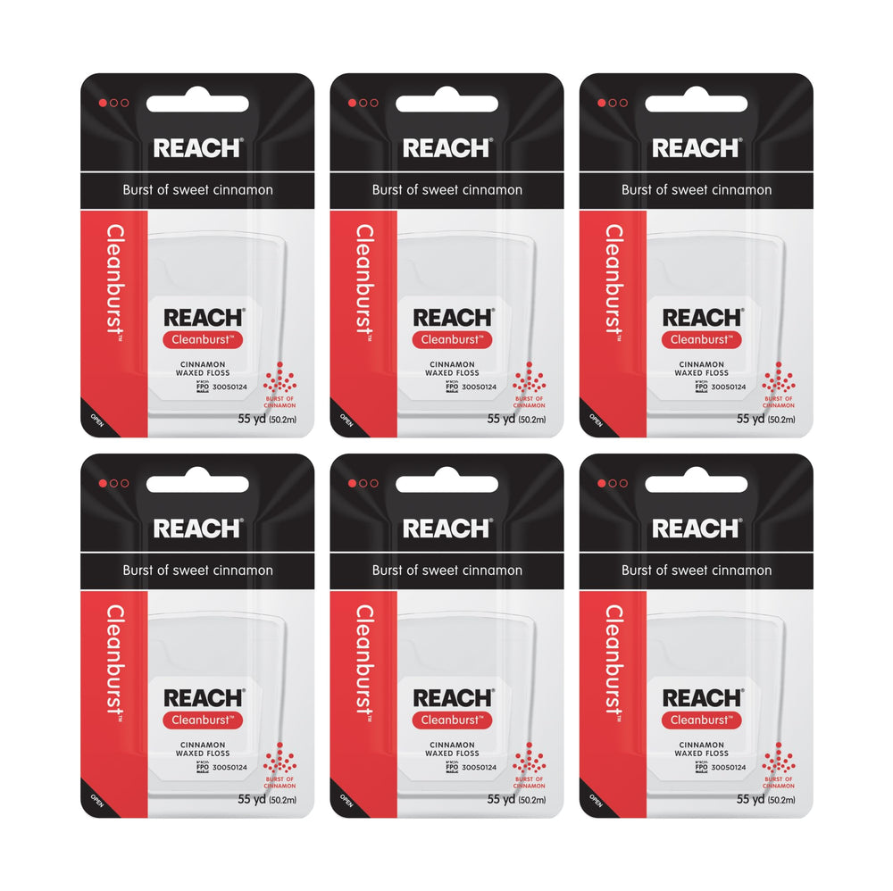 REACH Cleanburst Cinnamon Waxed Floss 55 yd - 6 pack