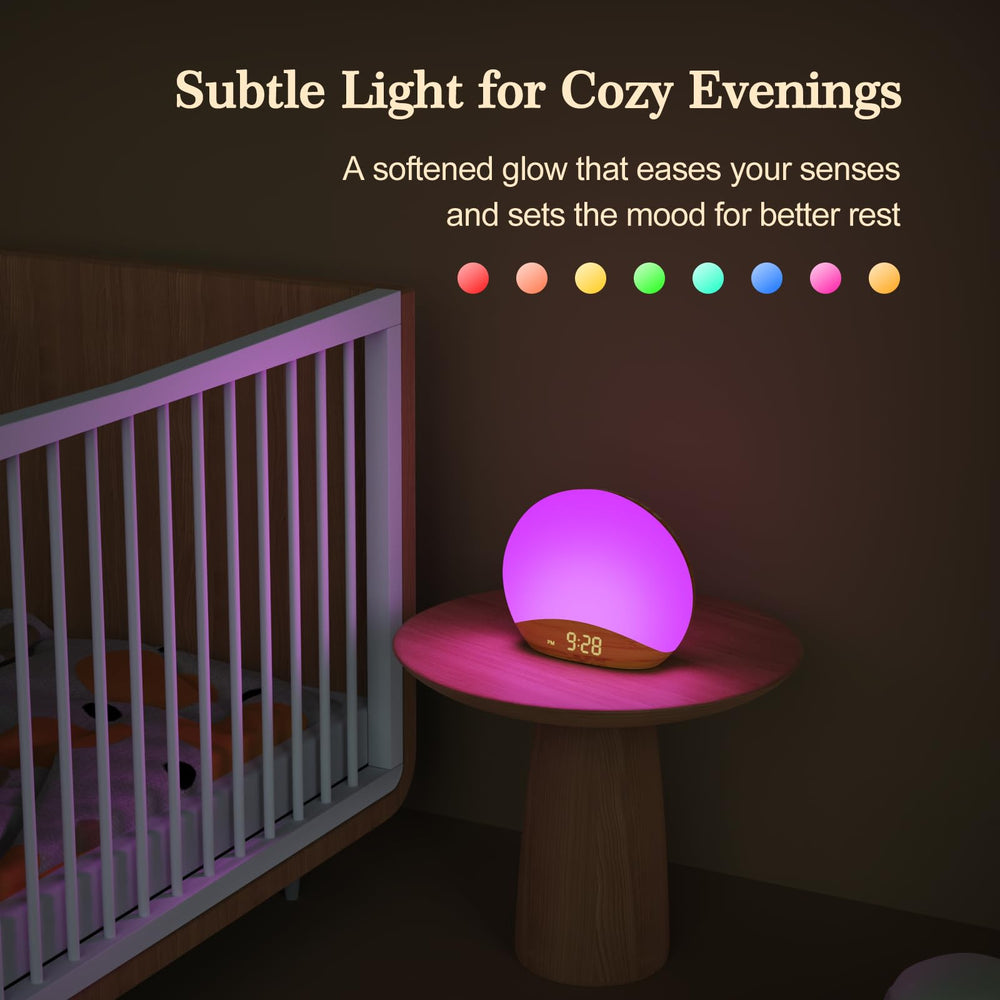 REACHER wake-up brightness control supports personalized mornings without harsh light.