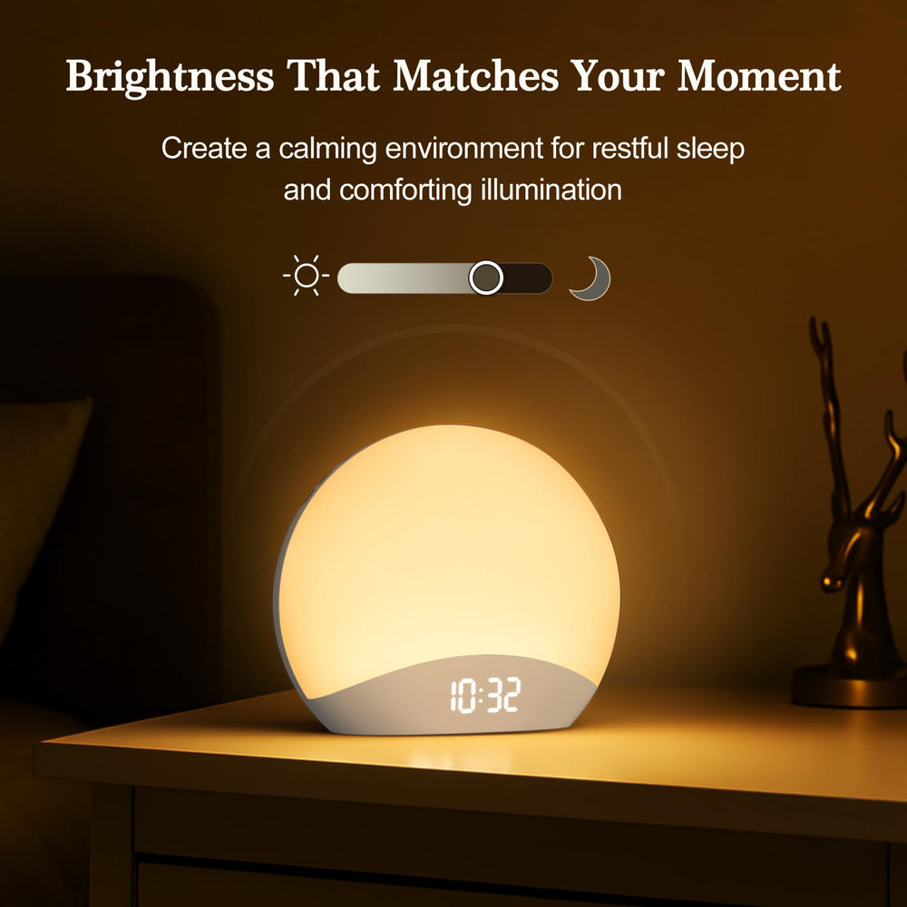 REACHER dimmable-led-clock-0-100 image depicts customizable brightness without disturbing sleep.