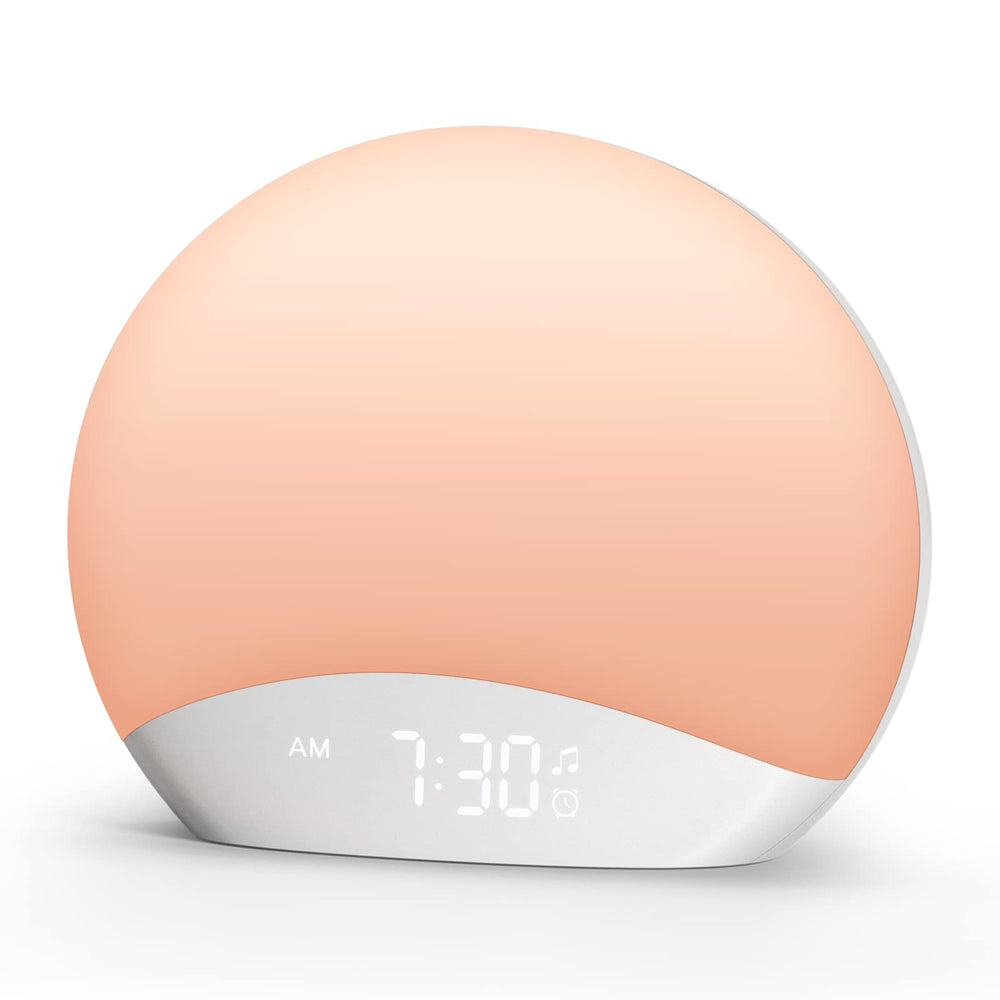 REACHER sound-machine-sunrise-alarm-clock image highlights gentle morning wake with sunrise light.
