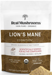 Real Mushrooms Lions Mane Organic Powder bottle with label
