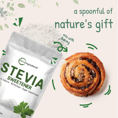 Reb-A stevia leaf extract vegan non-GMO label illustration
