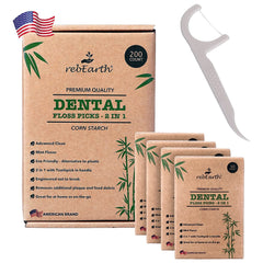 rebEarth mint flavored dental floss picks packaging box front