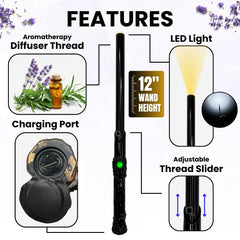 12-inch slim aromatherapy diffuser wand with USB charging port in black