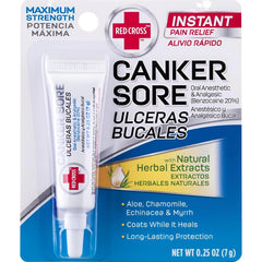 Front packaging of Red Cross Canker Sore Medication 0.25 oz