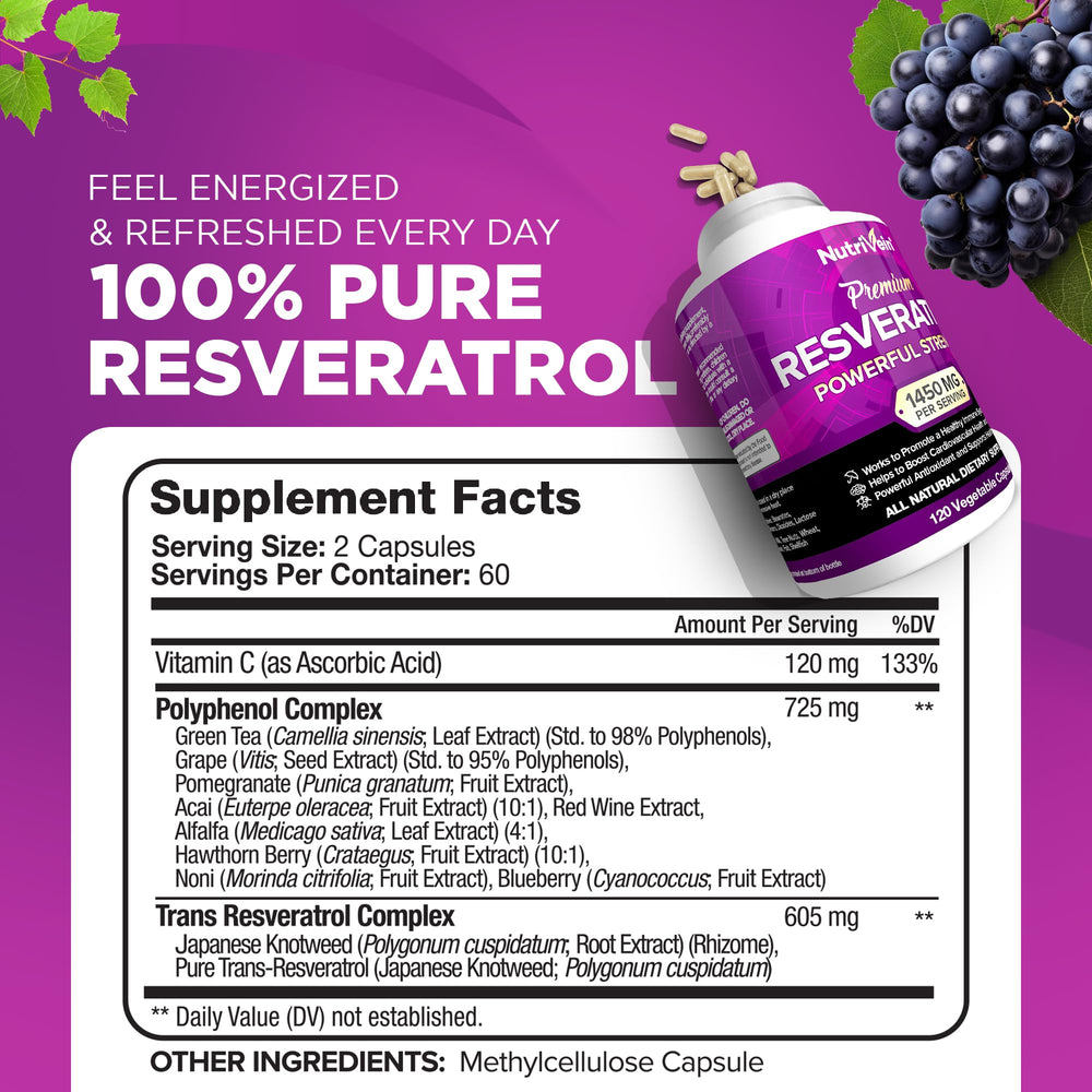 Ingredients including red grape skin, berries, and Japanese knotweed
