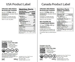 Organic non-GMO label for Red Reishi powder