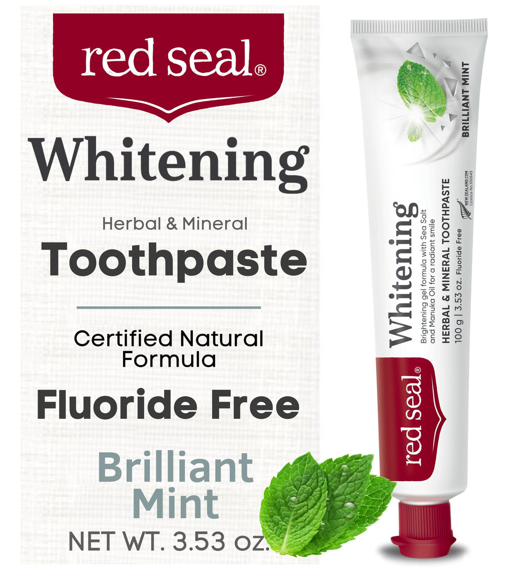 Red Seal Fluoride Free Whitening Toothpaste Mint tube front view