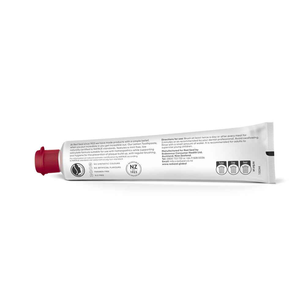 NATRUE natural certification on Red Seal Lemon Toothpaste