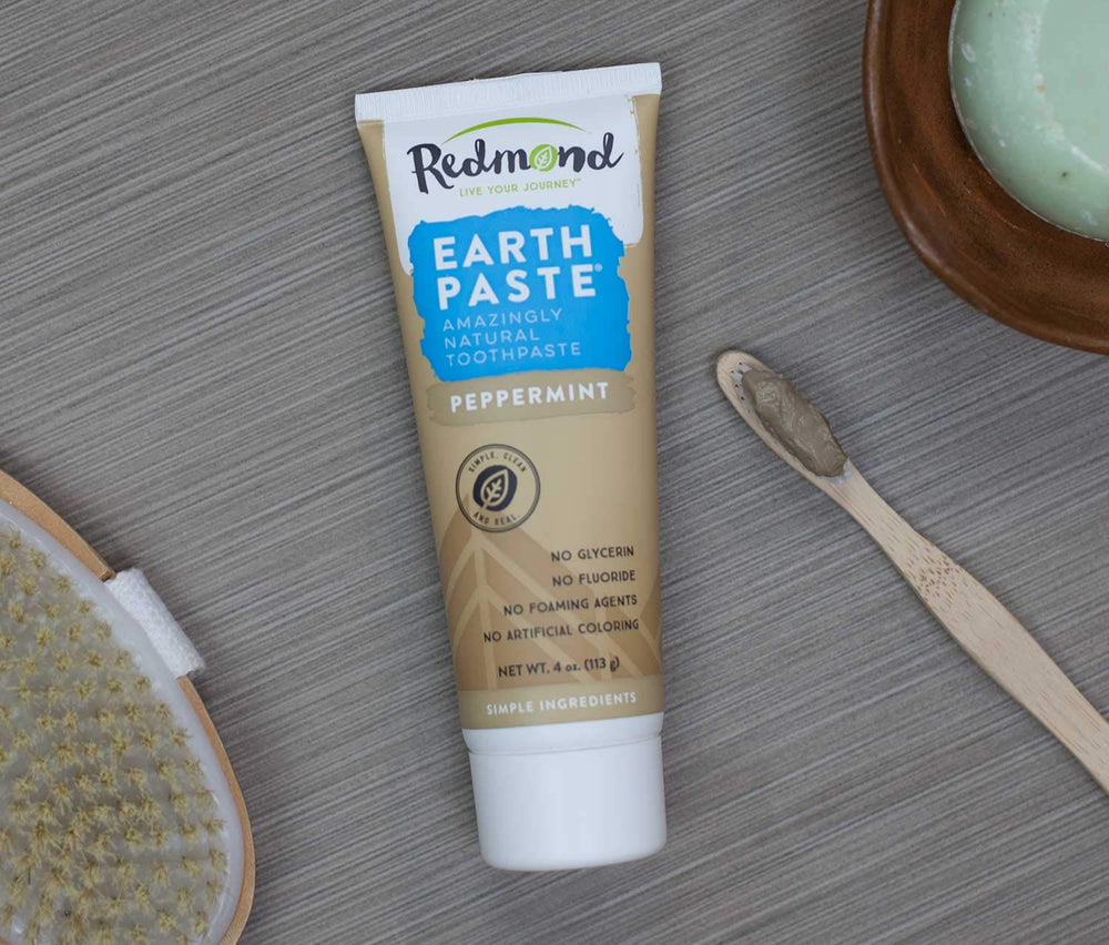 Earthpaste ingredients: bentonite clay, Real Salt, essential oils, xylitol, water