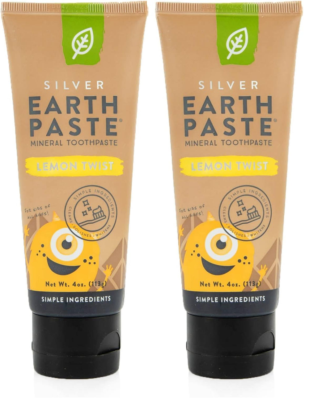 Front view of Redmond Earthpaste Lemon Twist Pack of 2