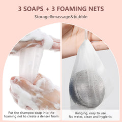 Rednow foaming net included with shampoo bars for rich lather
