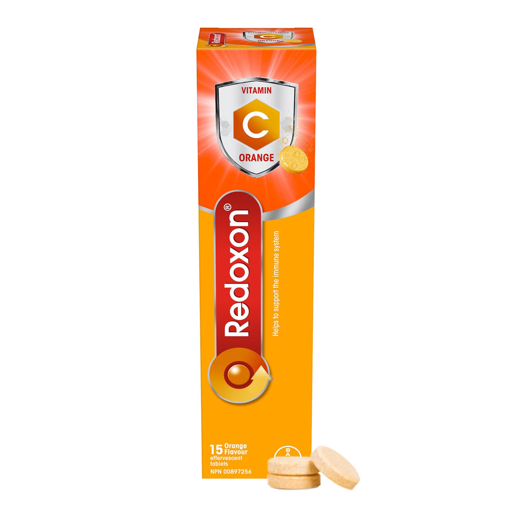 Redoxon Orange Vitamin C effervescent tablets bottle close-up