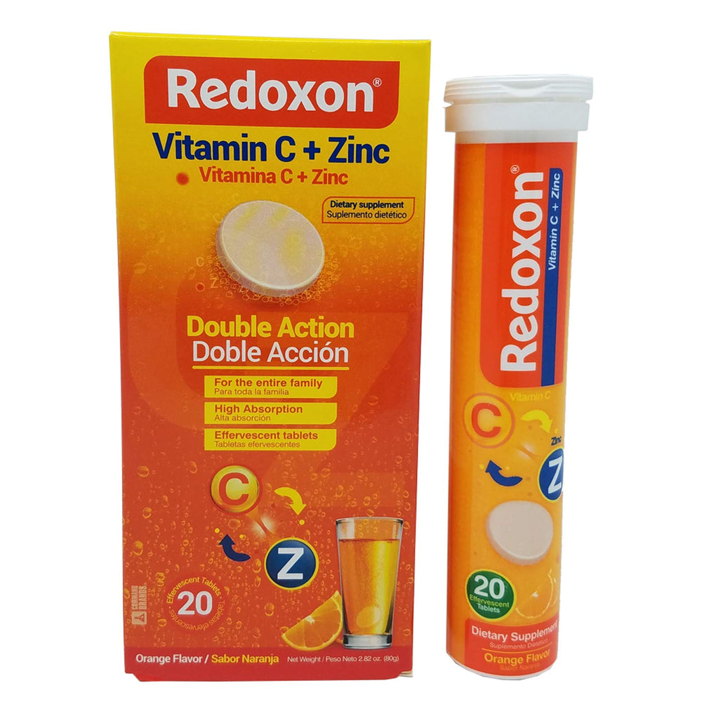 Redoxon Orange Vitamin C with Zinc 20-count effervescent tablets, six-pack packaging