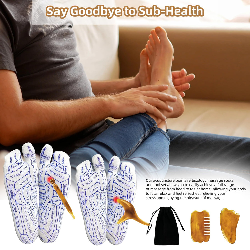 Machine-washable reflexology socks ready for use