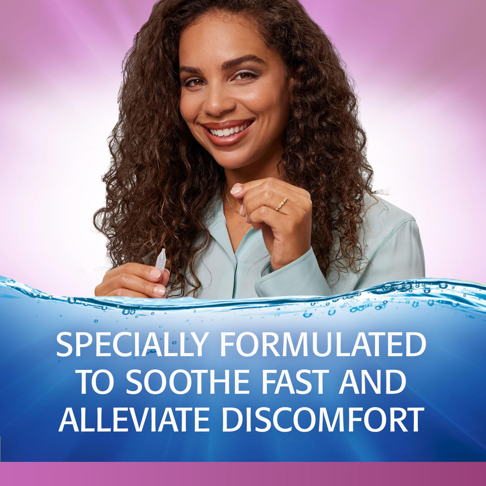 Refresh Celluvisc eye gel applied to the eye demonstrates soothing moisture.