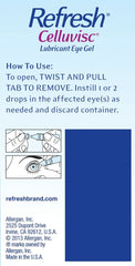 Refresh Celluvisc single-use vial close-up shows sterile, convenient application.