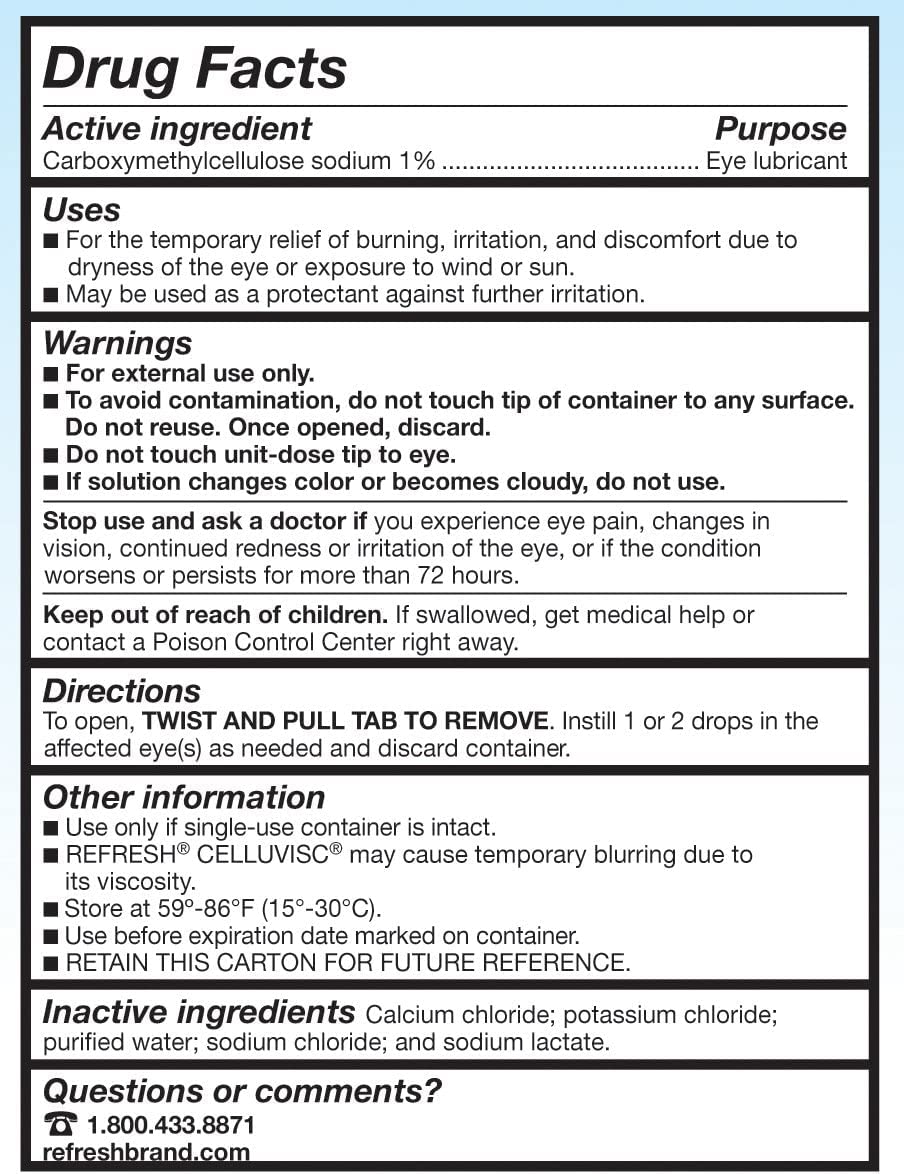 Refresh Celluvisc sterile vials pack-3 emphasizes convenience for travel.