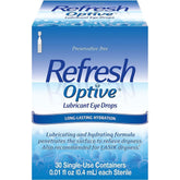 Refresh Optive eye drops bottle closeup showing soothing moisture for dry eyes