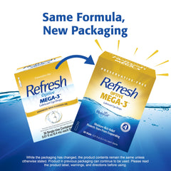 Refresh Optive Mega-3 preservative-free label highlights safe, frequent use