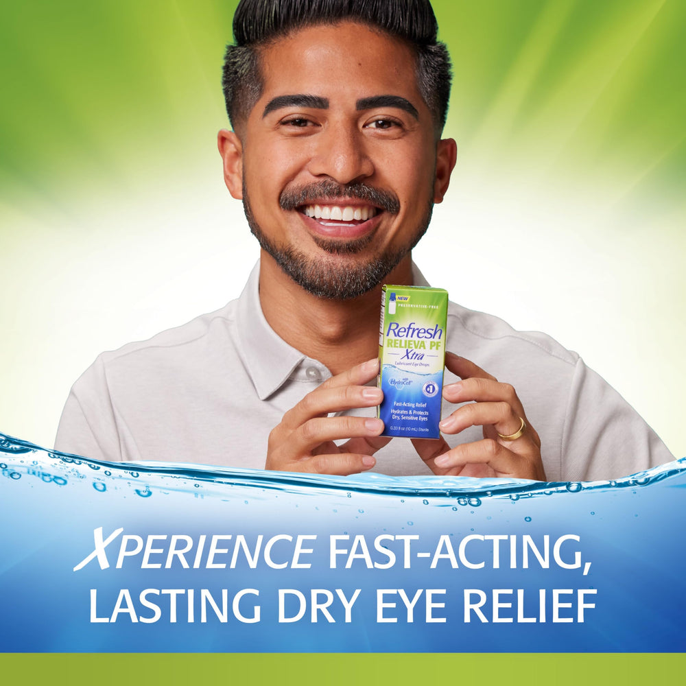 Refresh Relieva PF Xtra Trehalose label highlighting inactive ingredient detail.