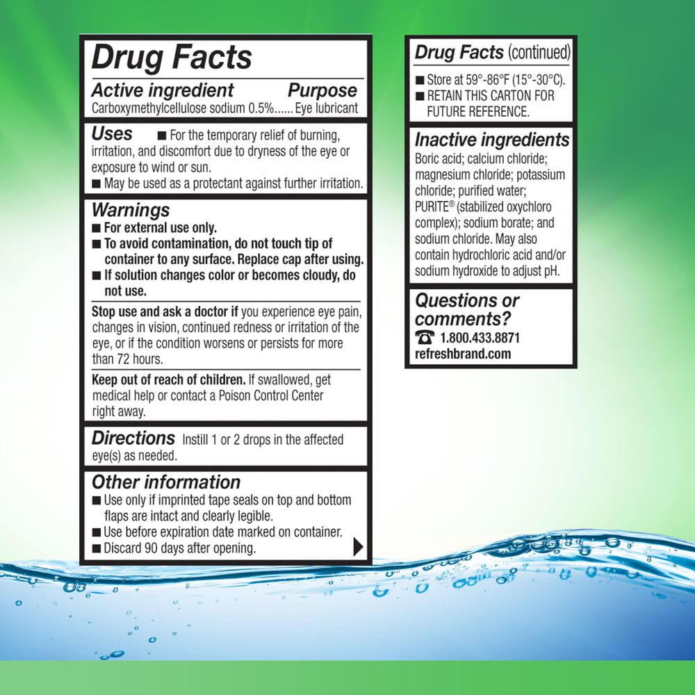 Refresh Tears clear dropper enables controlled application.