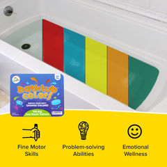 Regal Games blue bath tablet creates vibrant water for color mixing during bath time.