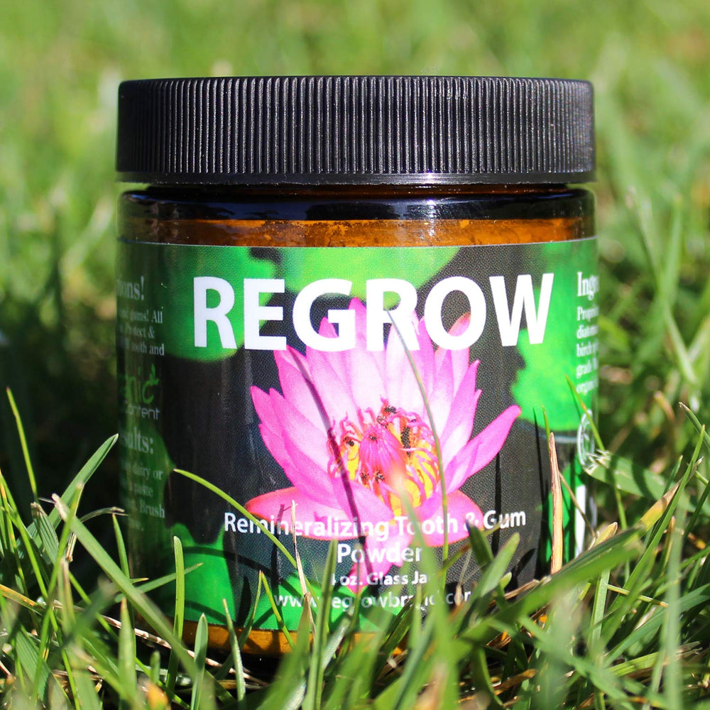 Mixing REGROW powder with yogurt to form a paste for brushing