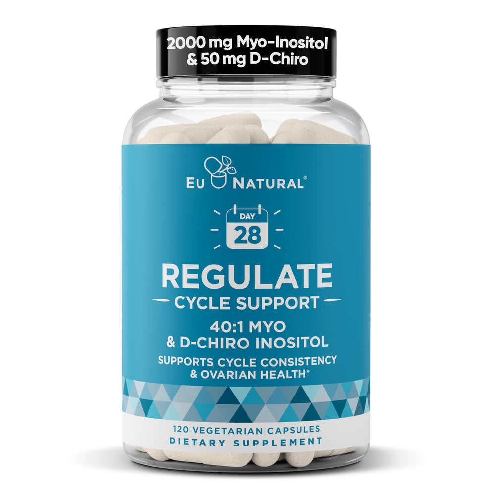 Bottle of Regulate Cycle Support supplement with 120 vegan capsules