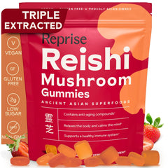 Reishi Mushroom Gummies bottle label – strawberry flavor