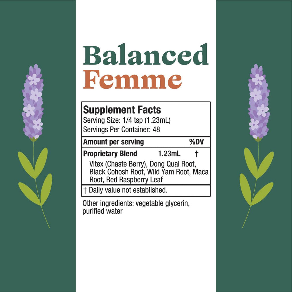 Usage guide for Balanced Femme liquid supplement