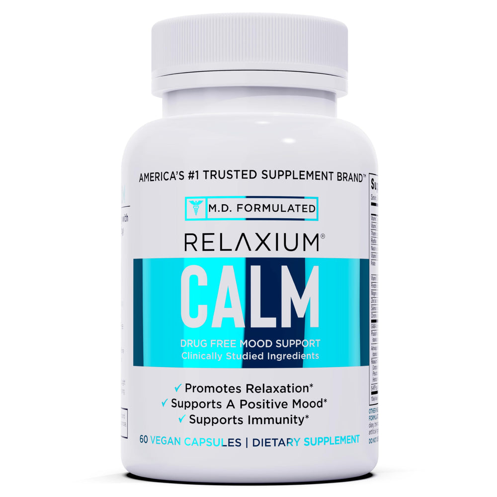 Relaxium Calm packaging featuring 60 capsules