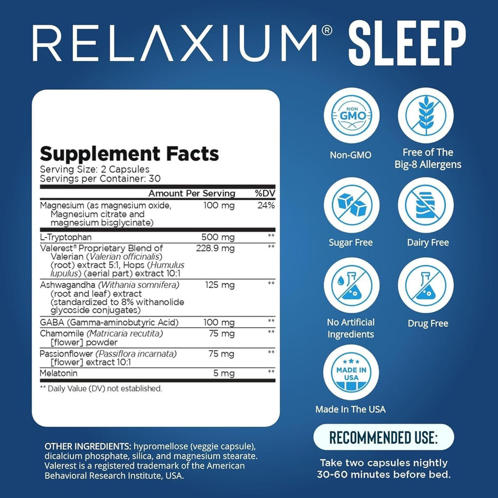 Close up of Relaxium Sleep Aid capsules
