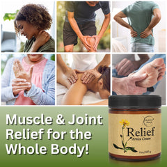 Massage therapist applying Relief Arnica Cream during therapy session