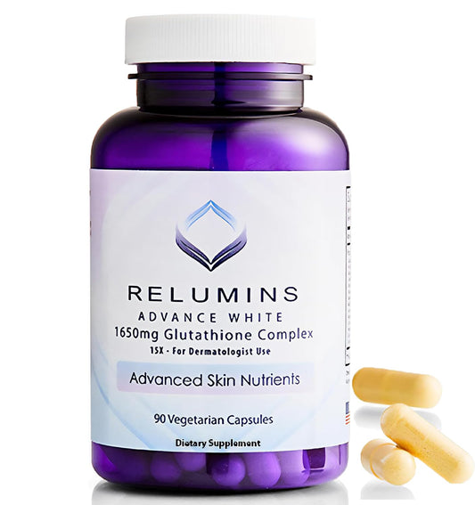 Front label of Relumins L-Glutathione Complex 1650mg bottle