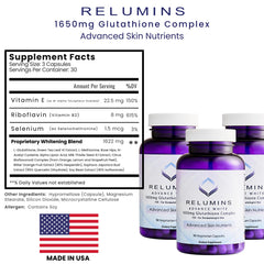 Set of three Relumins L-Glutathione Complex bottles